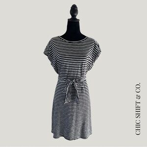 J Crew Factory Striped Tie-Waist T-shirt Dress - Medium